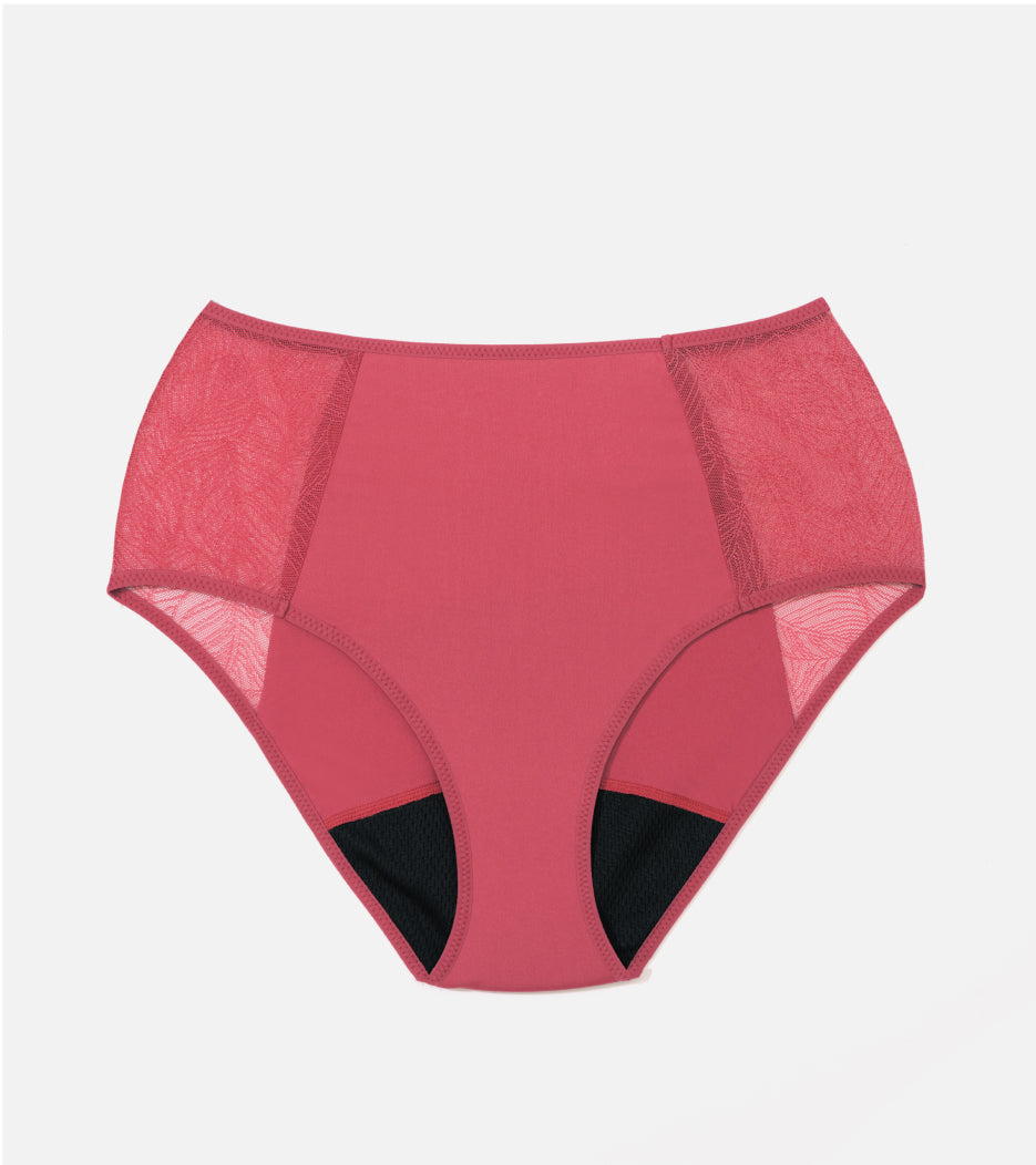 High-Waist in pizzo - Nylon riciclato - Lampone