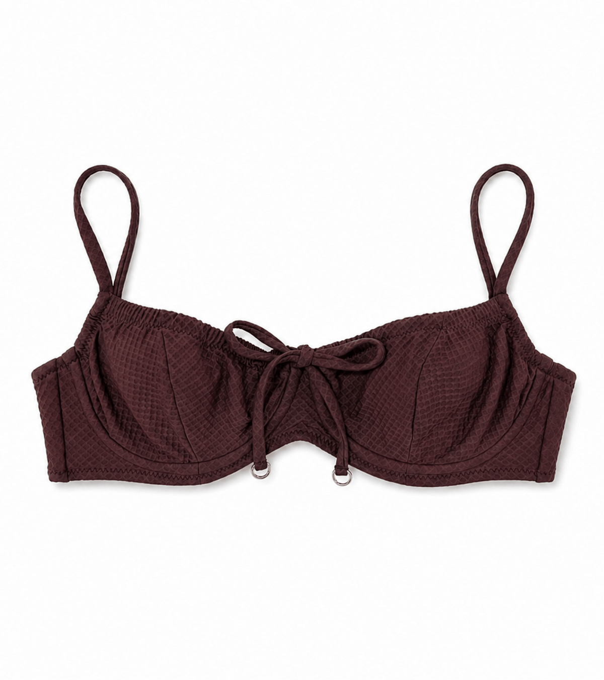 Costume da bagno - Waffle - Balconcino - Con ferretto - Top - Marrone