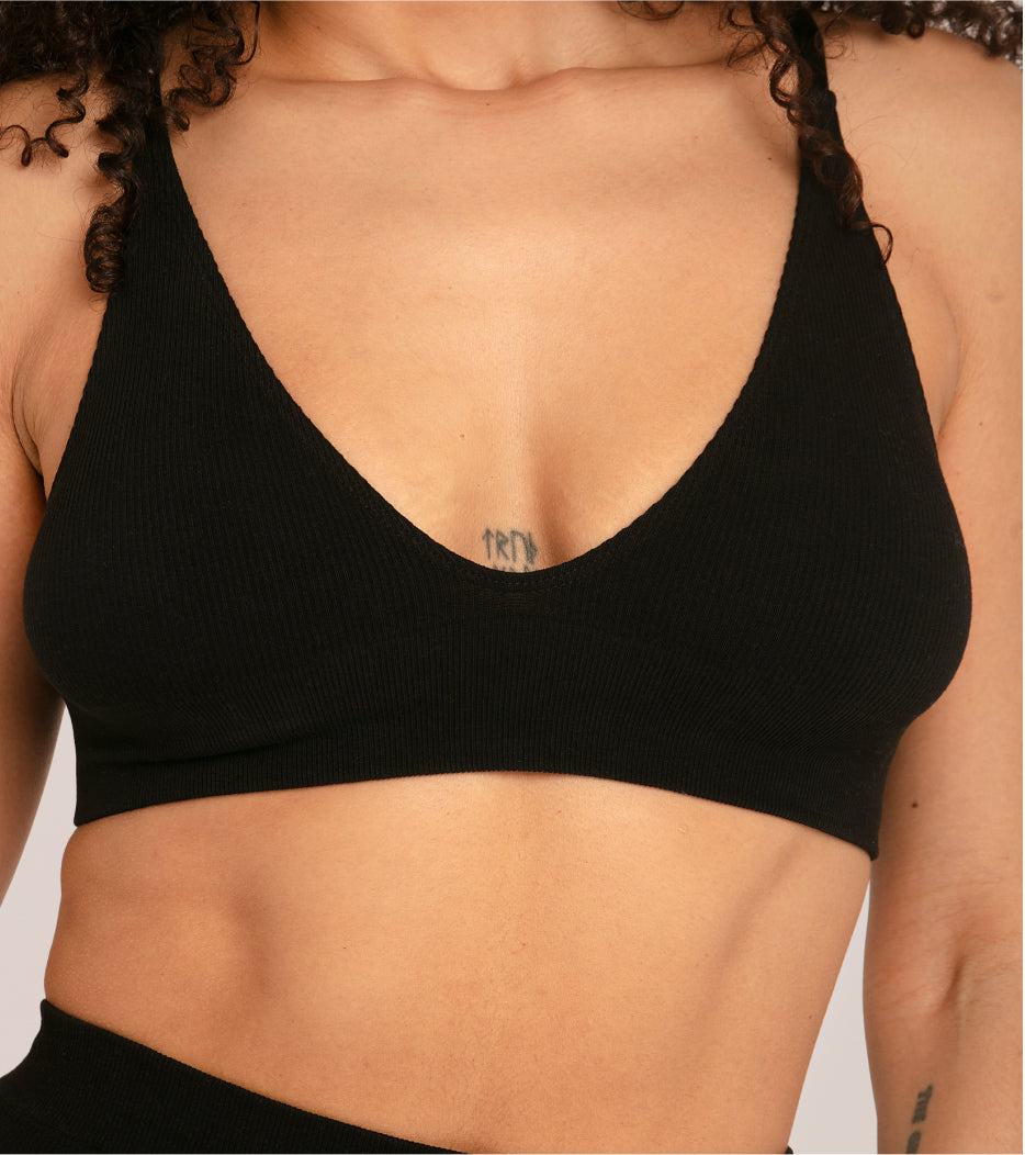 Reggiseno a costine senza cuciture - Nero