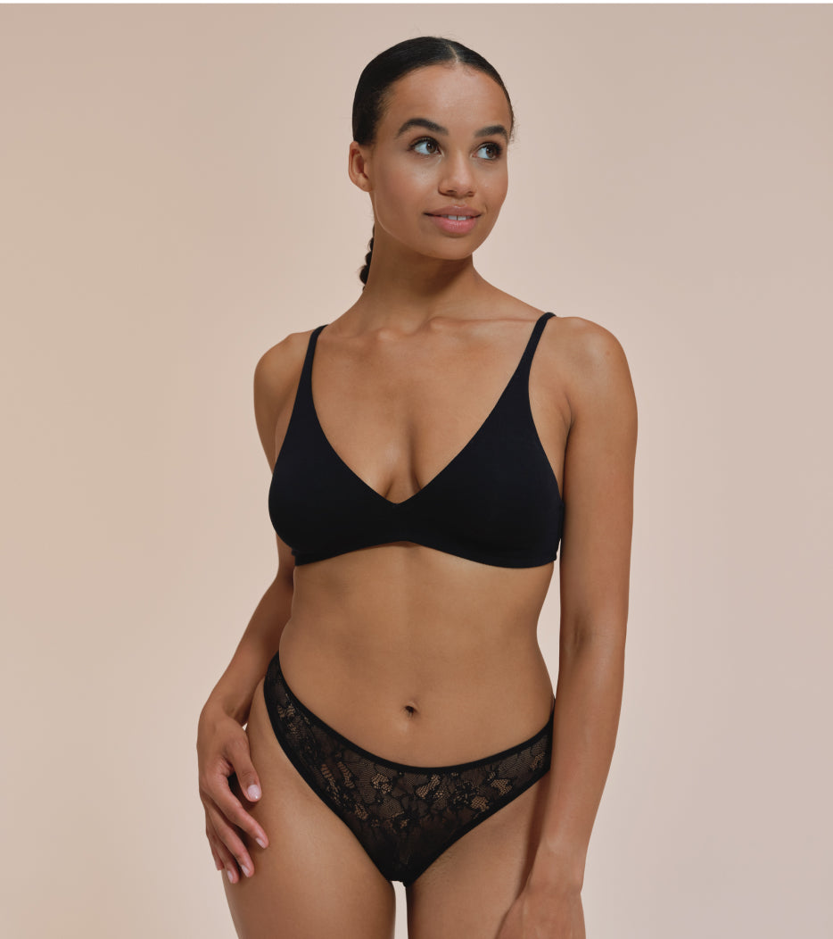 Todos Brief de Renda - Nylon Reciclado - Preto