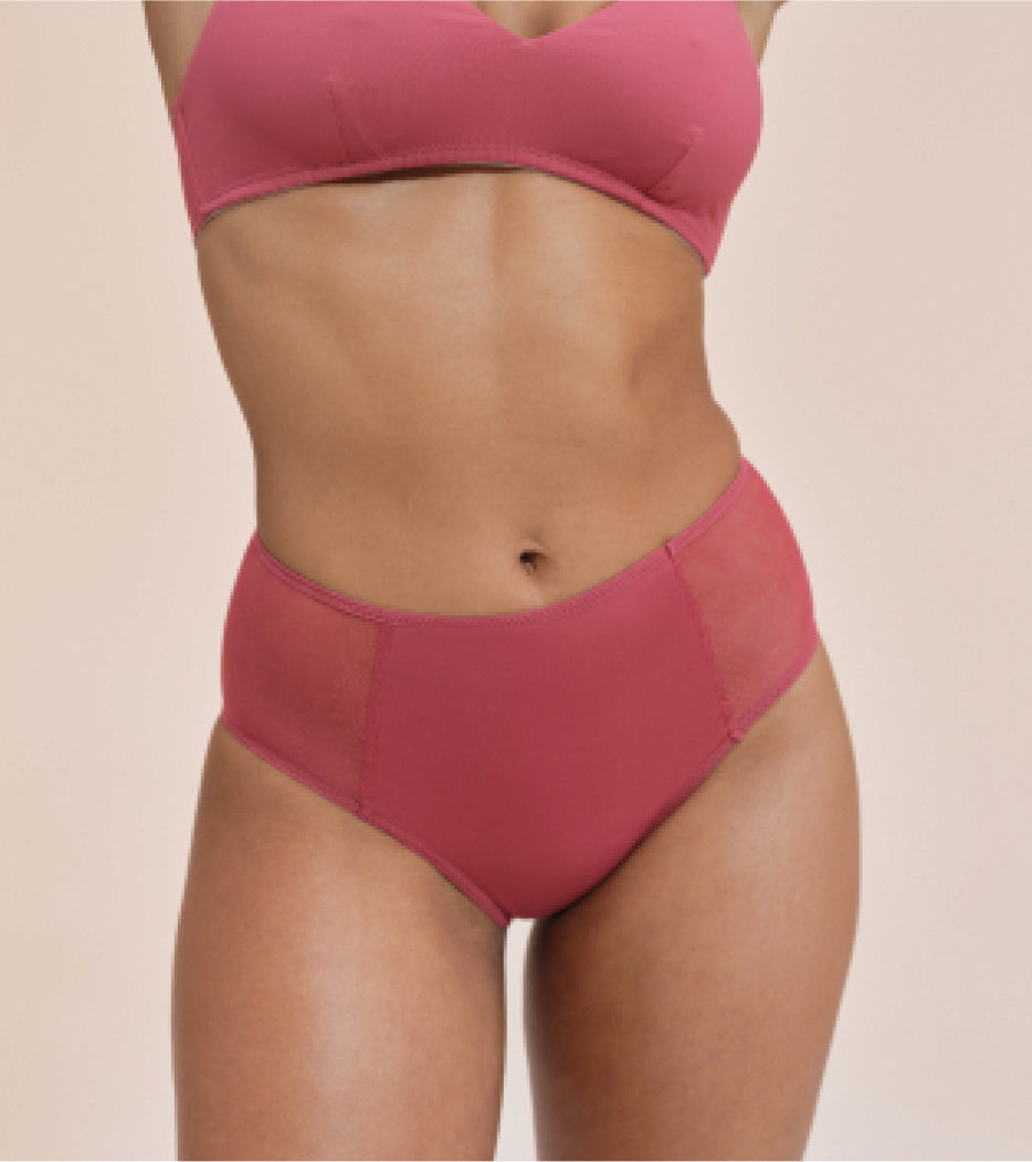 High-Waist in pizzo - Nylon riciclato - Lampone