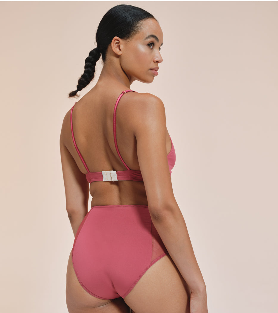 High-Waist in pizzo - Nylon riciclato - Lampone