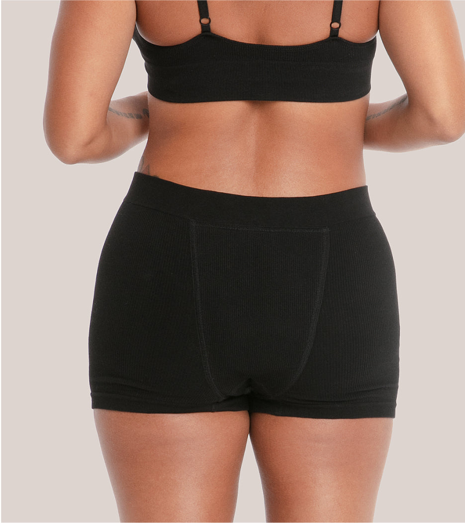 Boxer Short a costine senza cuciture - Nero